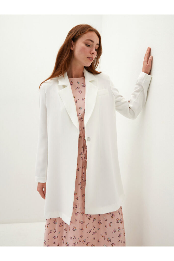 PREMIUM Long Sleeved Women's Jacket With One Button Pocket Detail on BagGy Fit Front