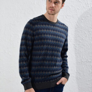 Crew Neck Figured Lightweight Tricot Jumper