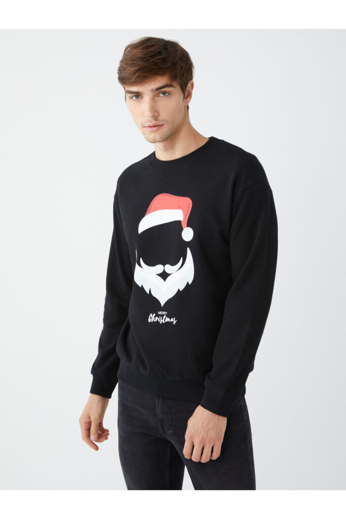 Crew Neck Long Sleeve New Year Themed Men's Sweatshirt
