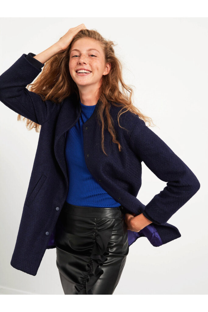 Thick Textured Fabric Bomber Coat