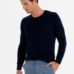 Crew Neck Long Sleeve Men's Tricot Sweater